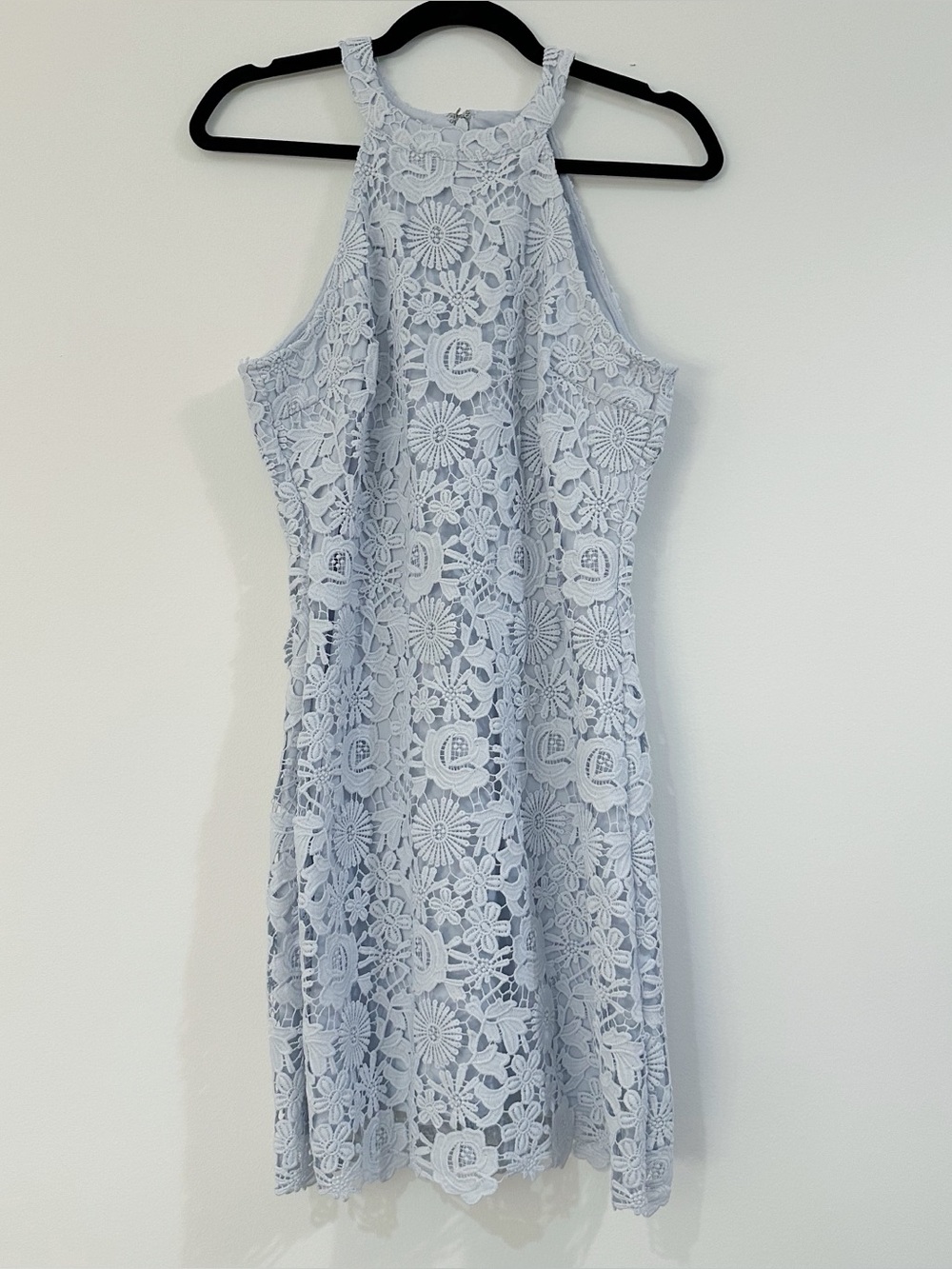 Lulus Love Poem Light Blue Lace Mini Dress Size Large - Picture 5 of 13